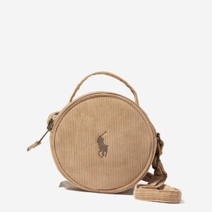 Ralph Lauren Beige big pony Corduroy Round Crossbody Bag